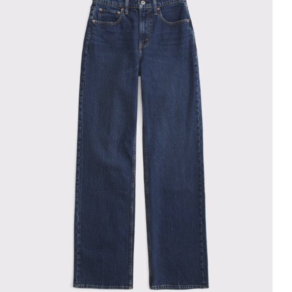 Abercrombie & Fitch High Rise 90's Relaxed Jeans in Dark Blue - Picture 1 of 12